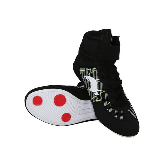 Difumos Kids Anti Slip Round Toe Fighting Sneakers Lightweight Rubber Sole Boxing Shoes Training Comfort Ankle Strap Combat Sneakers Black-2 5.5