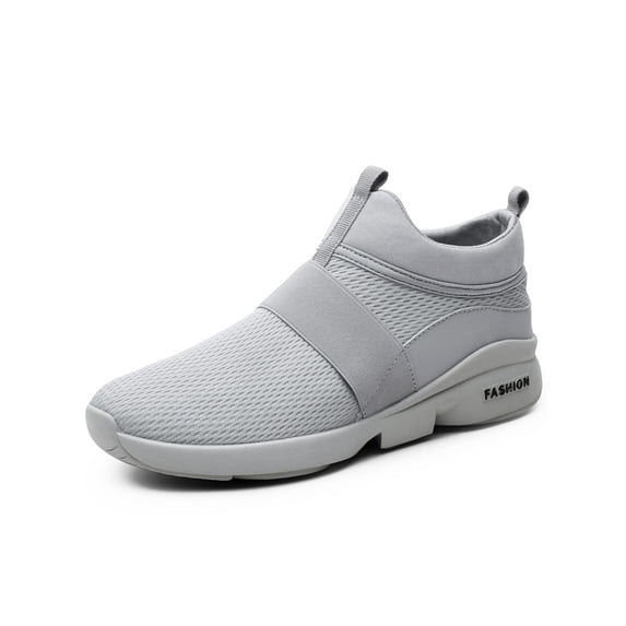 Difumos Men's Breathable Round Toe Sneaker Non-slip Low Top Flats Sports Comfortable Gray 6