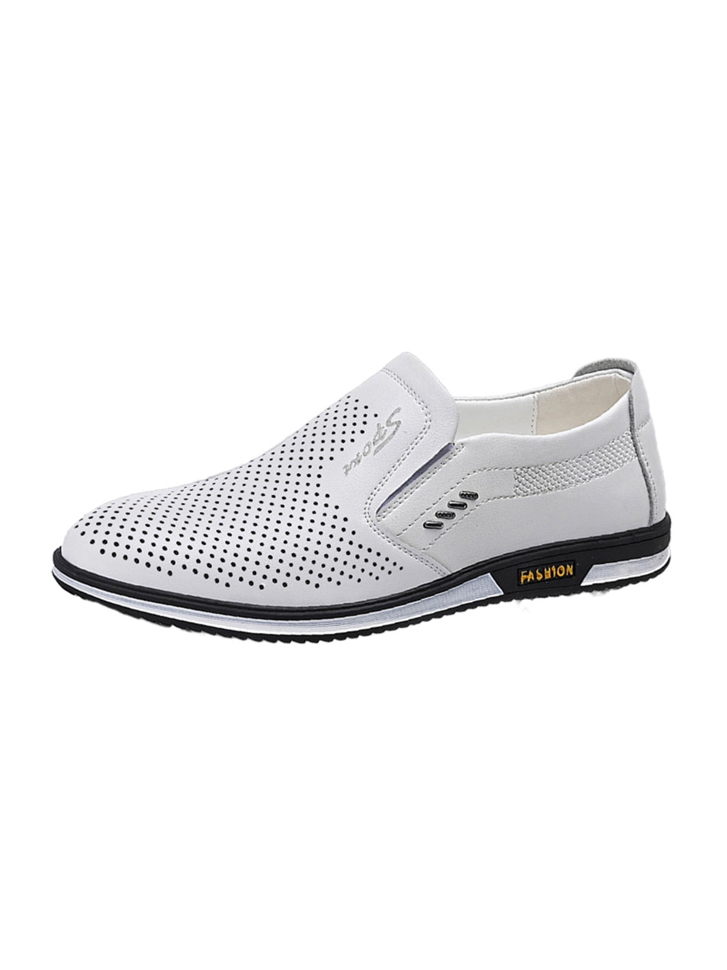 Men's casual shoes slip on hollow leather loafers outlet