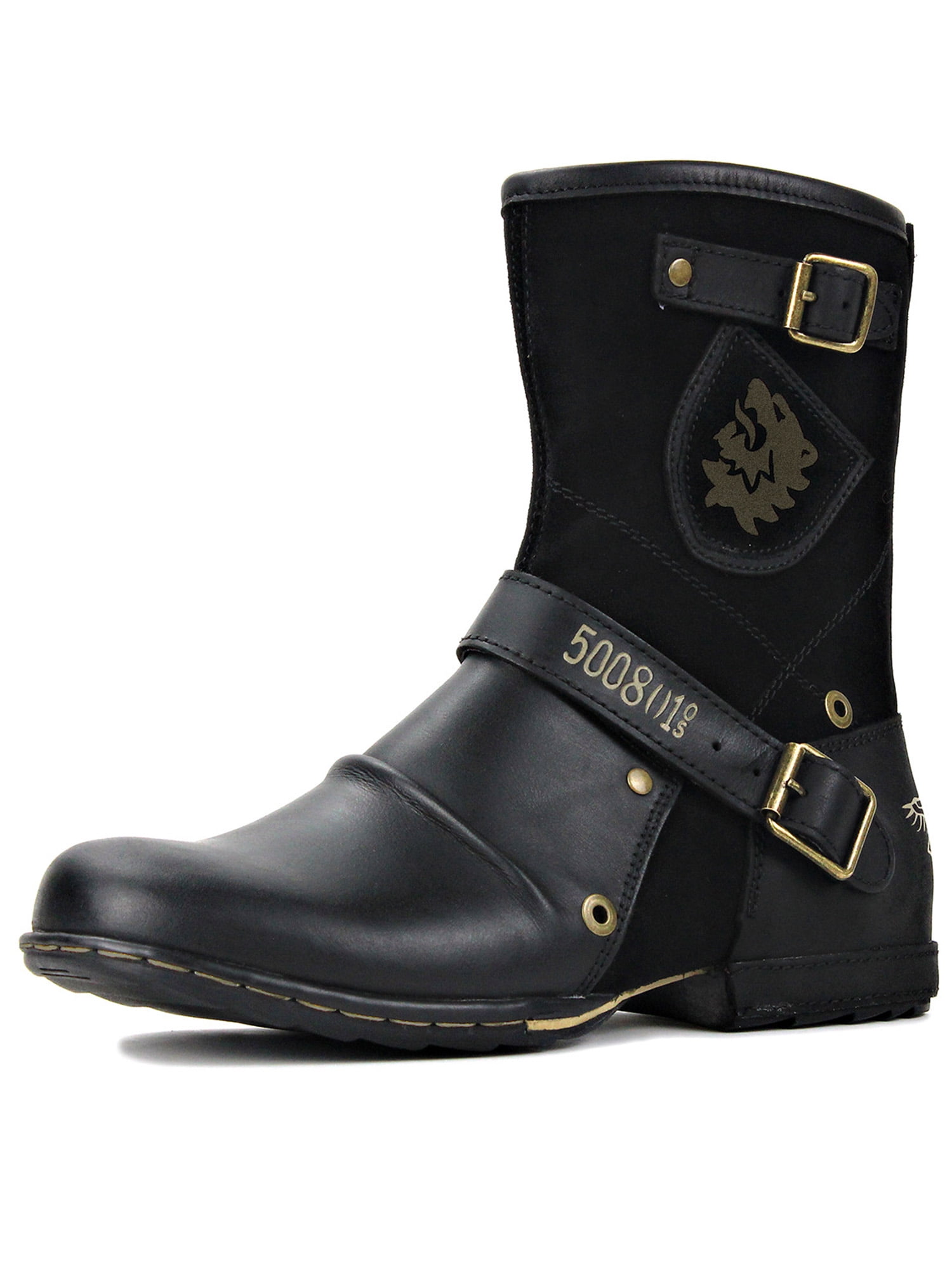 Women's Western Ankle Boots – Round Toe Low Heel, Suede, Non-Slip, Metal Buckle