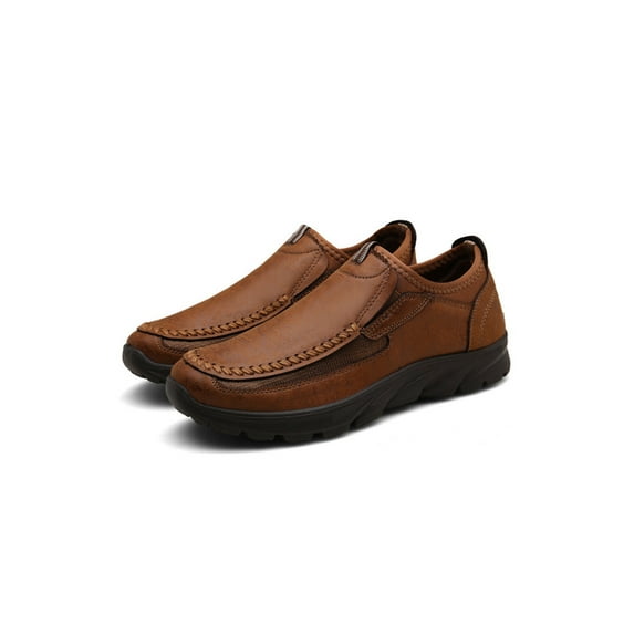 Difumos Mens Non-Slip Slip On Loafers Flat Leather Shoes Driving Casual Low Top Vintage Shoe