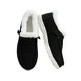 thumbnail image 1 of Difumos Winter Shoes for Women Ladies Wide Width Warm Boat Shoes Casual Extra Wide Slip On Loafers Size 9 Black (plush lined) 6.5, 1 of 6