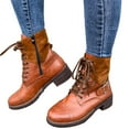 thumbnail image 1 of Difumos Womens Mid Calf Zipper Lace Up Boots Ladies Army Combat Military Biker Shoes, 1 of 5