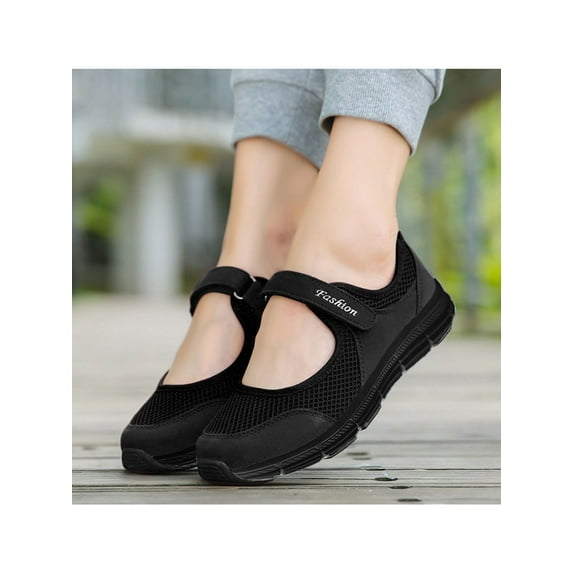 Difumos Womens Shoes Mary Jane Shoes Flats Walking Sneakers Wide Black US 10