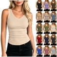 thumbnail image 1 of Diufon Ribbed Tank Tops for Women Summer Slim Fitted V Neck Sleeveless Tops Stretch Basic Layering Shirts for Gym Workout, 1 of 9
