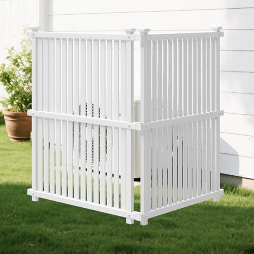 No Dig Air Conditioner Fence PVC Privacy Screen Trash Can Fence Swimming Pool Equipment Enclosure Outdoor Privacy Walls for HOA (48" H x 36" W - 2 Panels)$$Garden & Patio