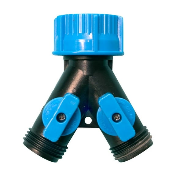 Dig D52 - Y Connector Hose End Splitter W/ Shut-Off Valves - 2 Outlet Manifold