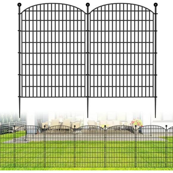 No Dig Decorative Garden Fence 5 Panels, 40 in (H) x 11.8 ft (L), Dog Fence Outdoor for Yard, Rustproof Metal Animal Barrier Ground Stakes Fencing for Garden, Patio, Flower Bed