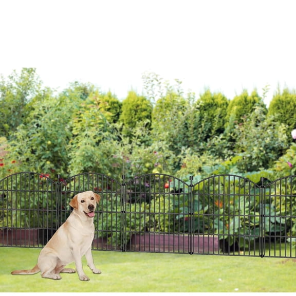 No Dig Decorative Garden Fence Animal Barrier - Dog Fence Outdoor for Yard, Rabbits and Small Pets - Tall Rustproof Metal Wire Fencing Border for Garden and Patio