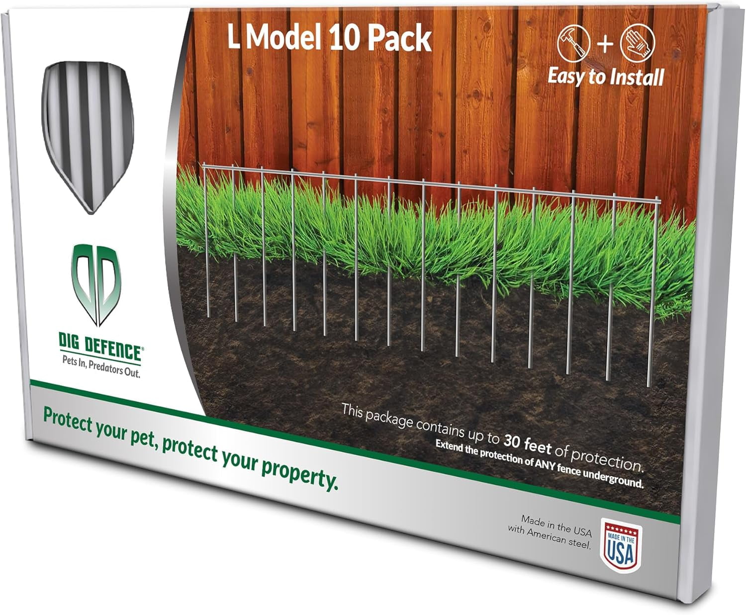 "EasyInstall Dig Defence 10Pack Large Animal Barrier, Galvanized