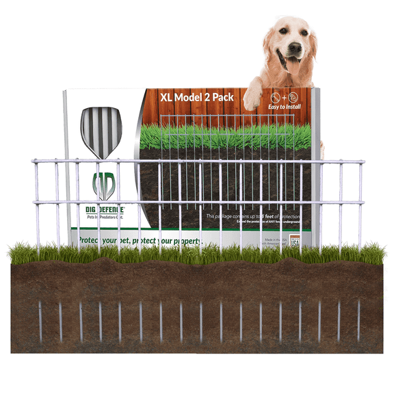 Dig Defence Dog Fence No Dig Barrier Fence Panels for Pets Yard Protection 2 Pack XL up to 4 ft