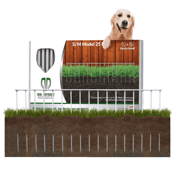 Dig Defence Dog Fence No Dig Barrier Fence Panels for Small Medium Pets 25 Pack up to 75 ft