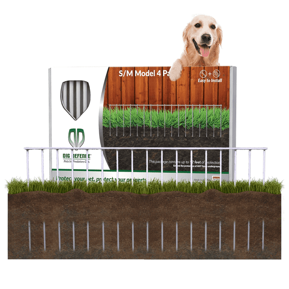 Dig Defence Dog Fence No Dig Barrier Fence Panels for Small Medium Pets 4 pk up to 12 ft