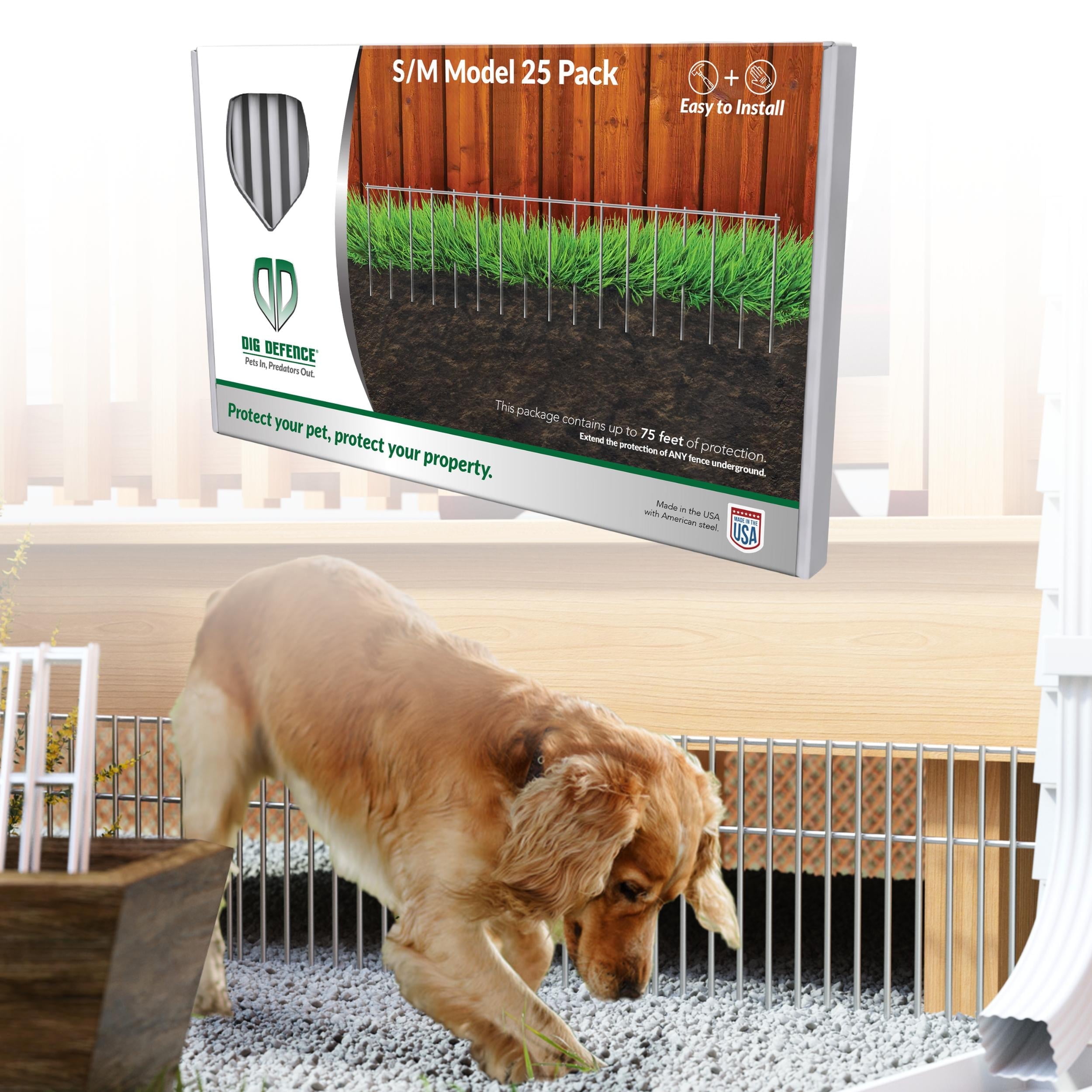 Silver Galvanized Steel No-Dig Fence Panels for Small Pets, 25-Pack