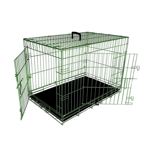 Dig Defence Wire Pet Crate, Sturdy Dog Crate with Dual Doors and Bolt Latches, Signature Green