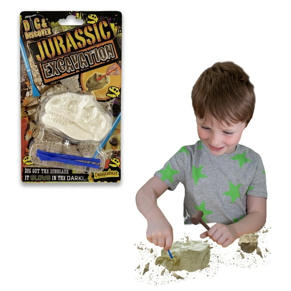 Dig & Discover - Jurassic Excavation from Deluxebase. Dinosaur Fossil Digging Kit. Kids Science Kit and Fossil Discovery Toys. Dino Excavation Kits for Kids, Educational Toys and Kids Party Favors.