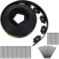 No Dig Durable Garden Landscape Edging Kit, Black Plastic Lawn Border with 24pcs Anchoring Spikes for Landscaping, Flower Gardens, Lawn (20FT  24pcs Anchoring Spikes)
