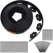No Dig Durable Garden Landscape Edging Kit, Black Plastic Lawn Border with 48 pcs Anchoring Spikes for Landscaping, Flower Gardens, Lawn 40FT+ 48pcs Anchoring Spikes