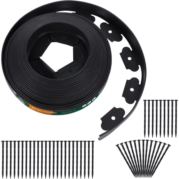 Tramull 2IN x 40FT No Dig Garden Landscape Edging Kit Lawn Border with 48pcs Spike