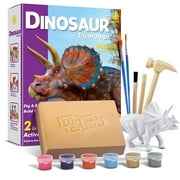 Piano Potato Dinosaur Triceratops Fossil Digging Kit for Kids 6+, 2-in-1 Dig & Build Educational Toy, Excavation Adventure with Paintable Model, Complete Paleontology Gift Set