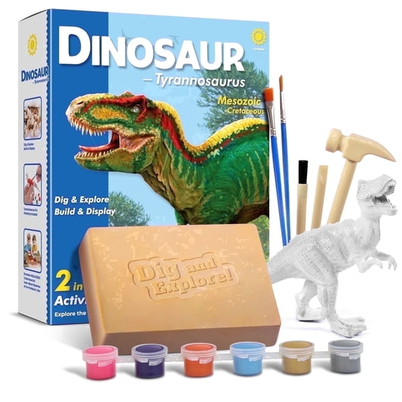 Piano Potato Dinosaur Tyrannosaurus Fossil Dig Kit - 2-in-1 Excavate & Build Set with Tools, Educational STEM Toy Gift for Kids Ages 6-12