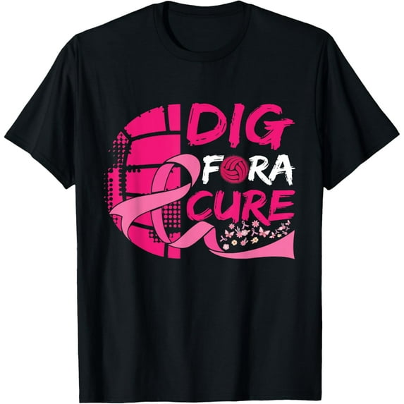 Dig For A Cure Breast Cancer Awareness Volleyball Pink T-Shirt