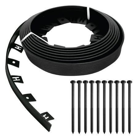 Dig-Free 25 ft. Landscape Edging Border, Garden Edging for Flower Beds, Garden & Lawns, Plastic (Black)