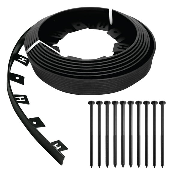 Dig-Free 25 ft. Landscape Edging Border, Garden Edging for Flower Beds, Garden & Lawns, Plastic (Black)
