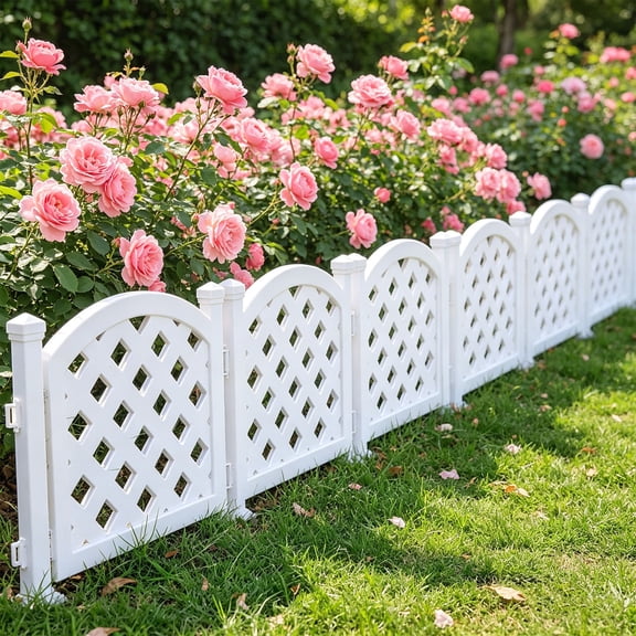 No Dig Garden Edging Border,Lightweight and Flexible Plastic White Edging Garden Picket Fence,Decorative Landscape Lawn Flowerbed Border Path Panel Two Styles are Available