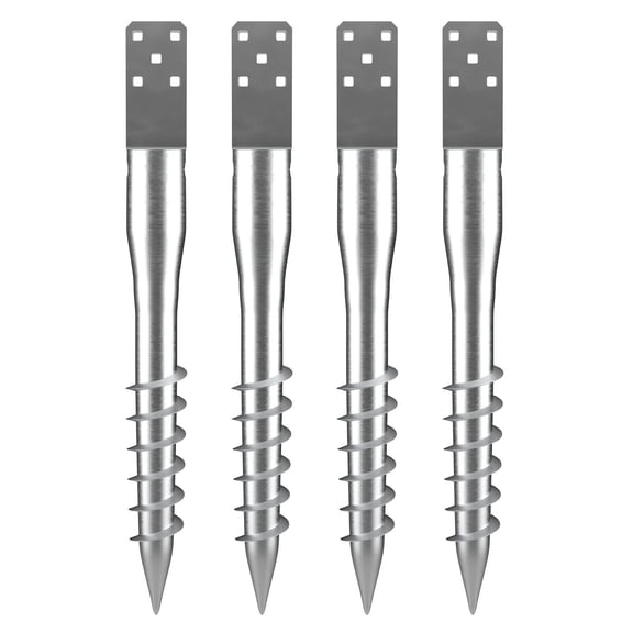 No Dig Ground Anchor 4 Pack 3.94x2.76x27.56 Inch DIY Screw in Post Stake with 6 Lag Bolts and Rebar Heavy Duty U Shape Steel Post Holder for Mailbox and Fence Posts