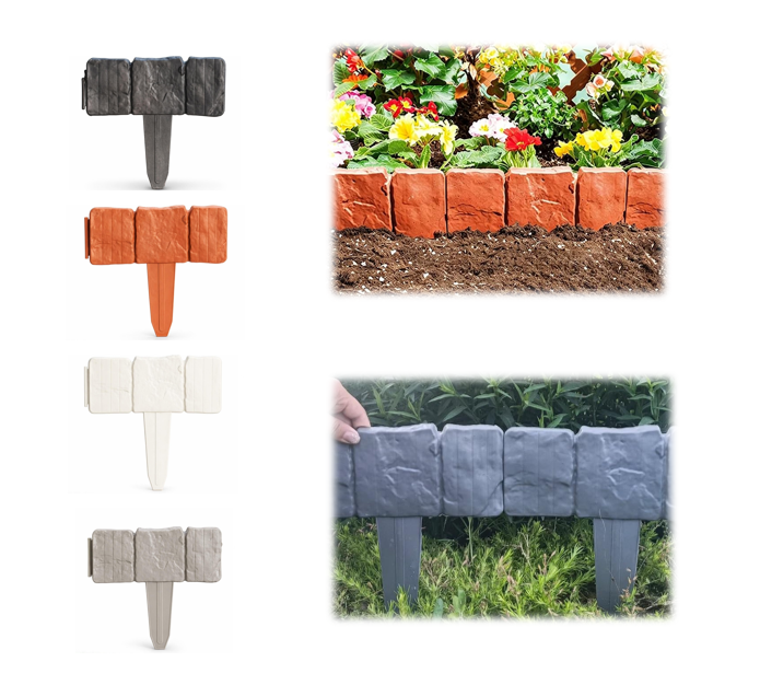 No Dig Landscape Edging – Plastic Garden Border for Flower Beds – Flexible Interlocking Lawn Edging – Weather Resistant Decorative Fence (White,20PCS)