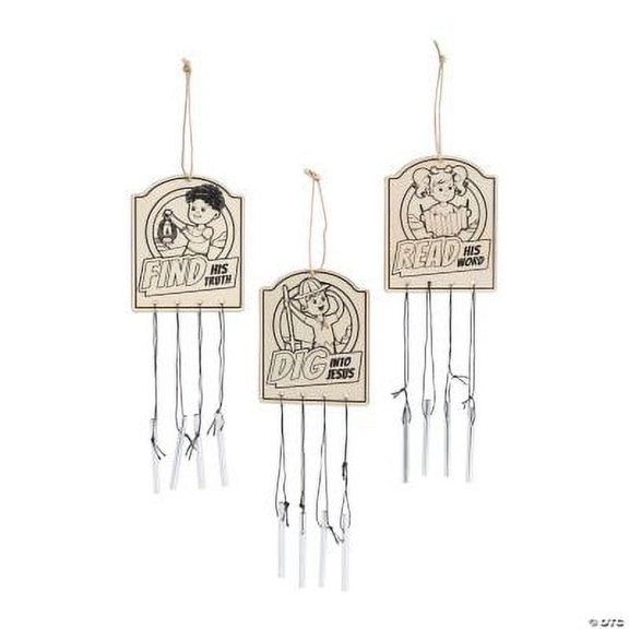 Dig VBS Color Your Own Wind Chimes, Birthday, Craft Kits, 12 Pieces