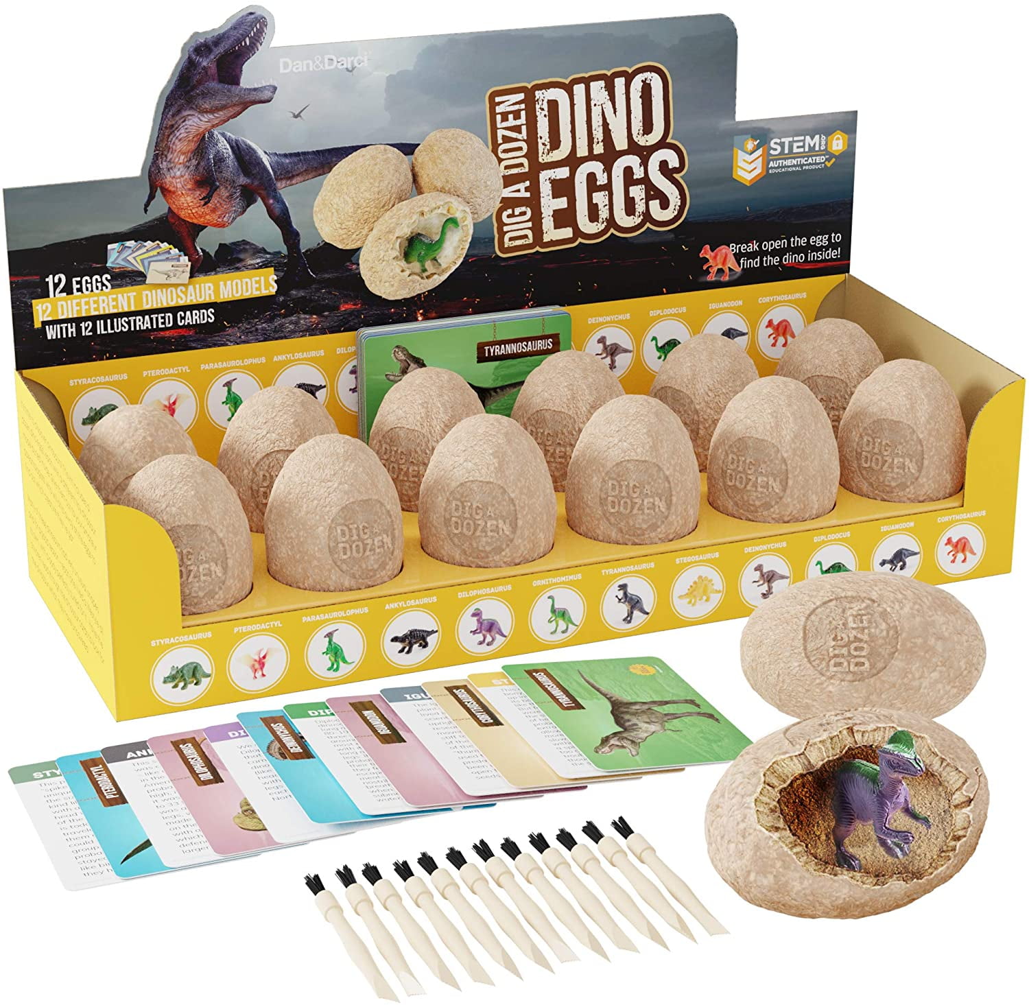 Dig a Dozen Dino Egg Dig Kit - Easter Egg Dinosaur Toys for Kids - Dig up 12 Eggs & Discover Surprise Dinosaurs. Science STEM Activities - Educational Gifts for Boys & Girls