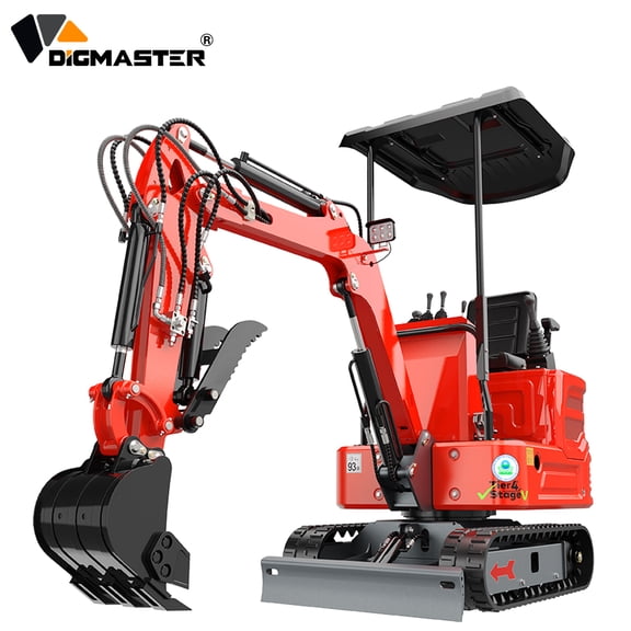 DigMaster 1.2Ton Mini Excavator13.5HP B&S Gasoline Engine Hydraulic Thumb , Compatible Multiple Attachment Farms Yards Forestry EPA（90% Pre-Assembled)