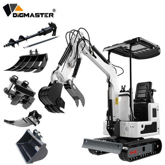 DigMaster 1.2Ton Mini Excavator13.5HP B&S Gasoline Engine Hydraulic Thumb , Compatible Multiple Attachment Farms Yards Forestry EPA（90% Pre-Assembled)
