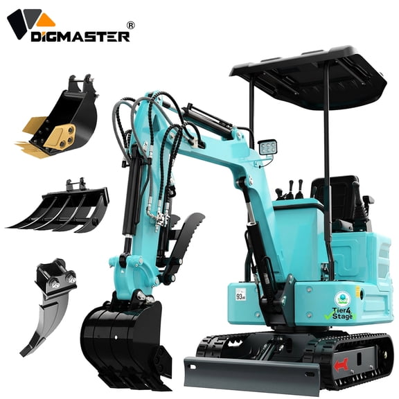 DigMaster 1.4 Ton Mini Excavator Kubota Twin-Cylinder Diesel Engine Hydraulic thumb Compatible Multiple Attachment farms yards forestry and more EPA