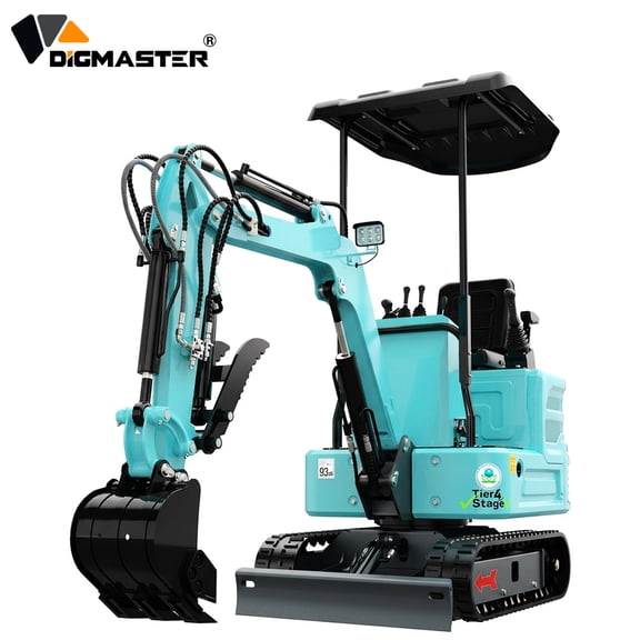 DigMaster 1.4 Ton Mini Excavator Kubota Twin-Cylinder Diesel Engine Hydraulic thumb Compatible Multiple Attachment farms yards forestry and more EPA