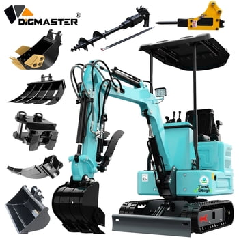 DigMaster 1.4 Ton Mini Excavator Kubota Twin-Cylinder Diesel Engine Hydraulic thumb Compatible Multiple Attachment farms yards forestry and more EPA