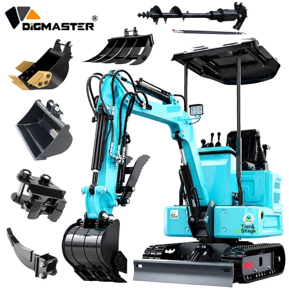 DigMaster 1.4 Ton Mini Excavator, Kubota Z482 Twin-Cylinder Diesel Engine, Hydraulic Thumb, Compatible with Multiple Attachments, for Farms & Yards, EPA Certified (90% Pre-Assembled)