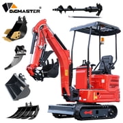 DigMaster 1.4 Ton Mini Excavator, Kubota Z482 Twin-Cylinder Diesel Engine, Side Swing Arm , Hydraulic Thumb, Compatible with Multiple Attachments, for Farms & Yards, EPA 90% Pre-Assembled