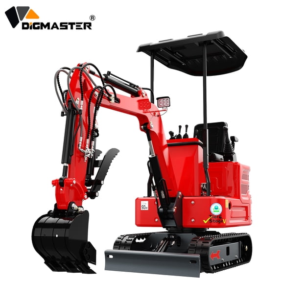 DigMaster 1.4 Ton Mini Excavator Kubota Twin-Cylinder Diesel Engine Hydraulic thumb Compatible Multiple Attachment farms yards EPA （90% Pre-Assembled)