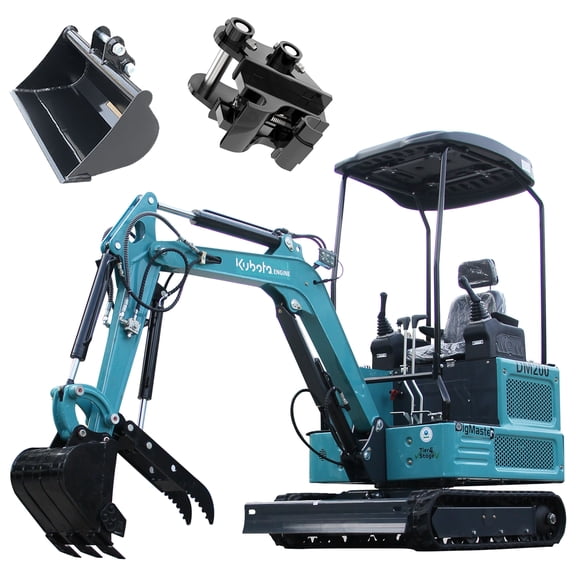 DigMaster 1.8 Ton Mini Excavator Kubota Diesel Engine 2800LBS Dig Force for Home Garden Digging Trenches Landscaping & Construction EPA Certified