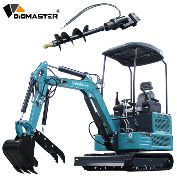 DigMaster 1.8Ton Mini Excavator Kubota Diesel Twin-Cylinder Engine Hydraulic thumb Compatible Multiple Attachment farms yards forestry and more EPA