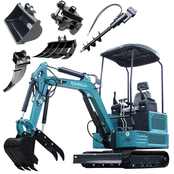 DigMaster 1.8 Ton Mini Excavator Kubota Diesel Engine 2800LBS Dig Force for Home Garden Digging Trenches Landscaping & Construction EPA Certified