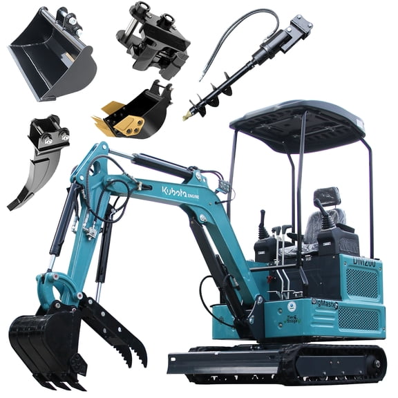 DigMaster 1.8 Ton Mini Excavator Kubota Diesel Engine 2800LBS Dig Force for Home Garden Digging Trenches Landscaping & Construction EPA Certified