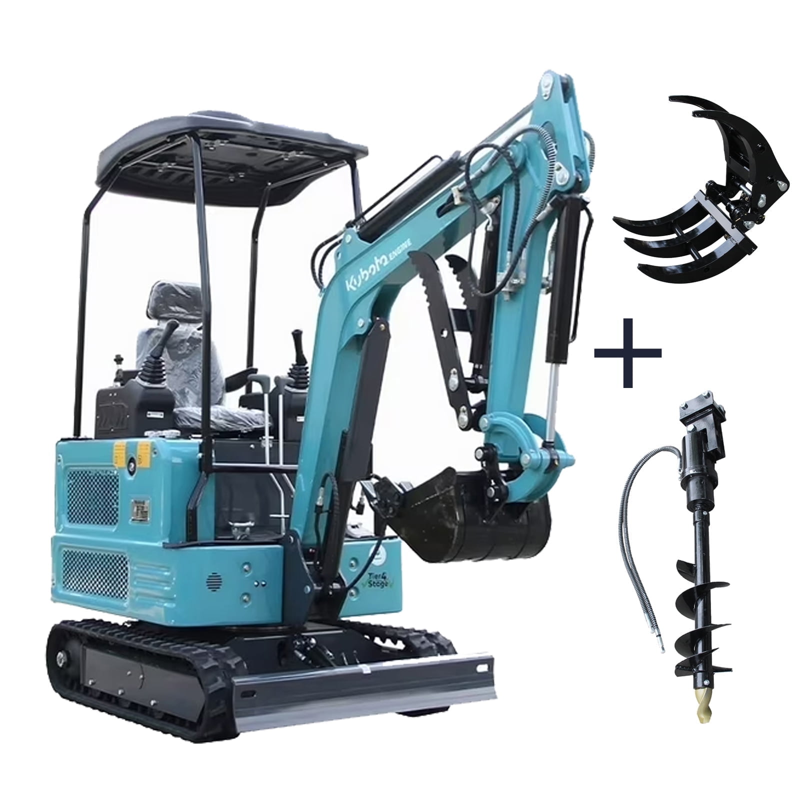 DigMaster 1.8 Ton Mini Excavator Kubota Diesel Engine 2800LBS Dig Force for Home Garden Digging Trenches Landscaping & Construction EPA Certified