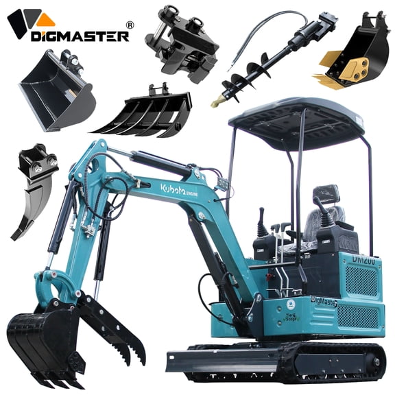 DigMaster 1.8Ton Mini Excavator Kubota Diesel Twin-Cylinder Engine Hydraulic thumb Compatible Multiple Attachment farms yards forestry and more EPA