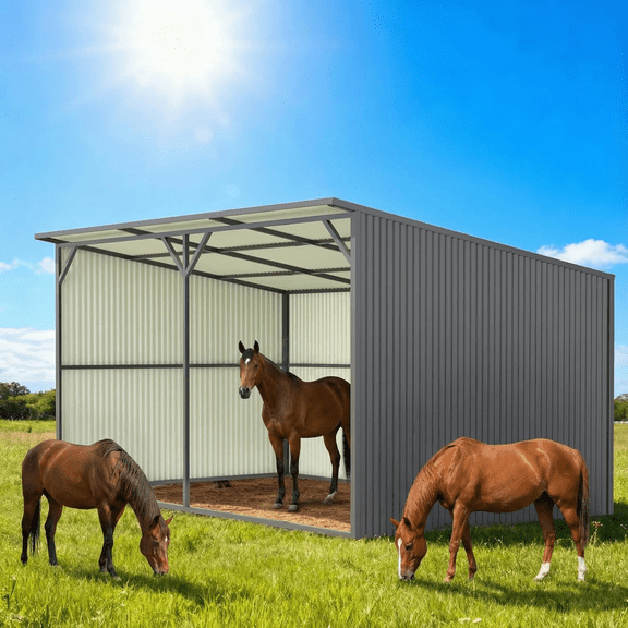 DigMaster 20'x12' Galvanized Metal Livestock Shed Cowshed/Stable/Sheep Pen/Animal Shed High Stability Windproof Suitable for Farms Rural Areas Etc