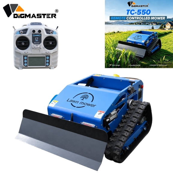 DigMaster 21.6in 9.5HP Remote Control Lawn Mower, Gas-Electric Hybrid Tracked Robot Mower, Heavy Duty RC Brush Cutter for Hills, Slopes & Rough Terrain