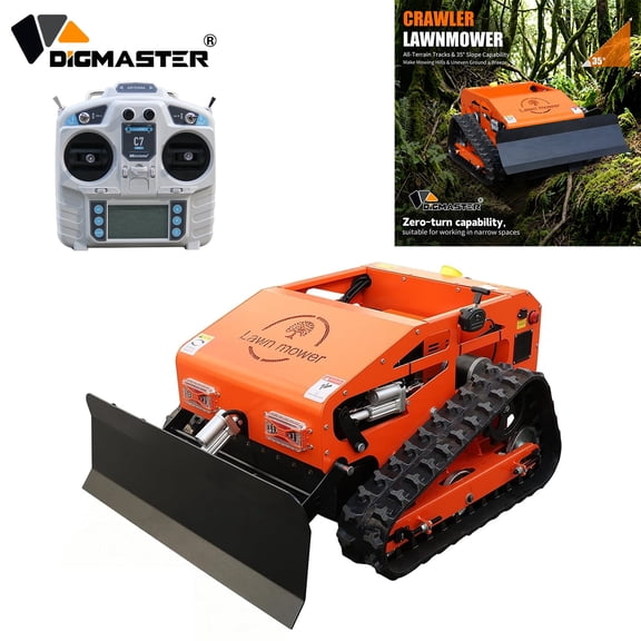 DigMaster 21.6in 9.5HP Remote Control Lawn Mower, Gas-Electric Hybrid Tracked Robot Mower, Heavy Duty RC Brush Cutter for Hills, Slopes & Rough Terrain